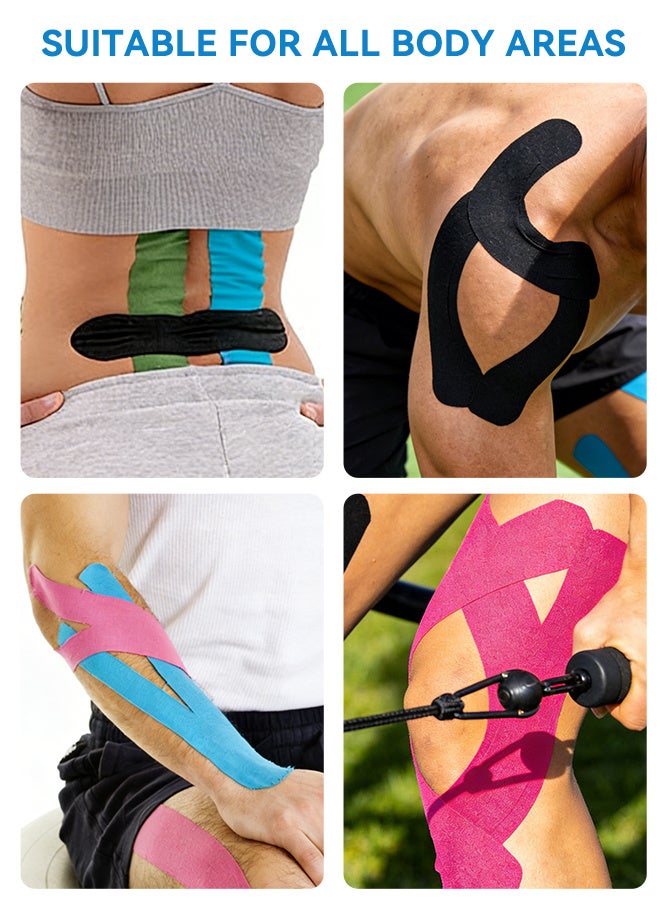 MAANGE 6 Rolls Sports Muscle Tape, 5cm x 5cm, Waterproof  Kinesiology Tape Strips, Sports Elastic Knee Brace, Muscle Pain Relief, Sports Tape, Knee Tape, Suitable For Sports Training Use. - Image 5